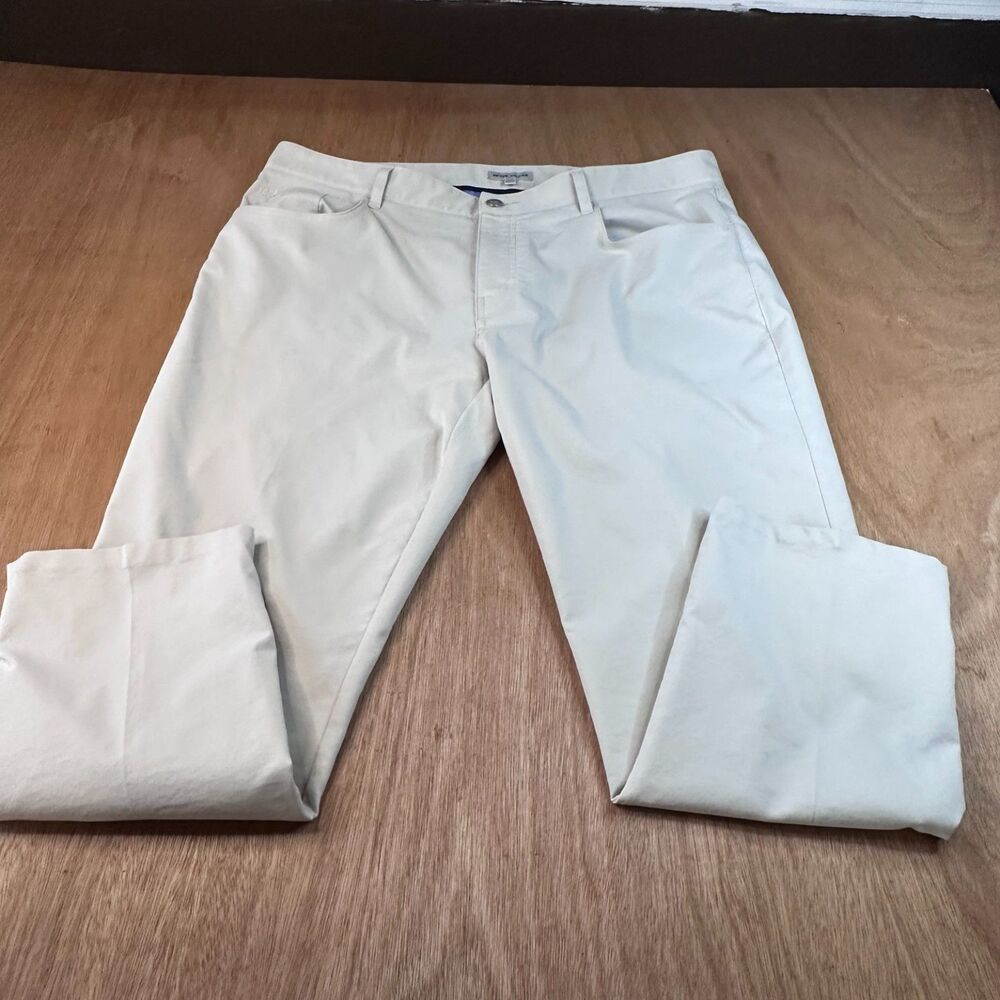 Peter Millar Performance Pants Mens 38x26 Cropped Golf Stretch Cream/Beige